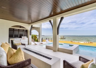 Peninsula Place, outside living area next to pool and hot tub