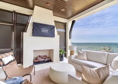 Peninsula Place, outdoor living space with fire place