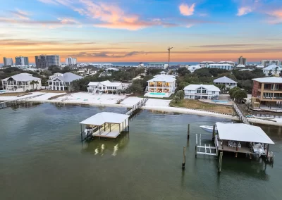 Baywatch, back of the home with boat dock